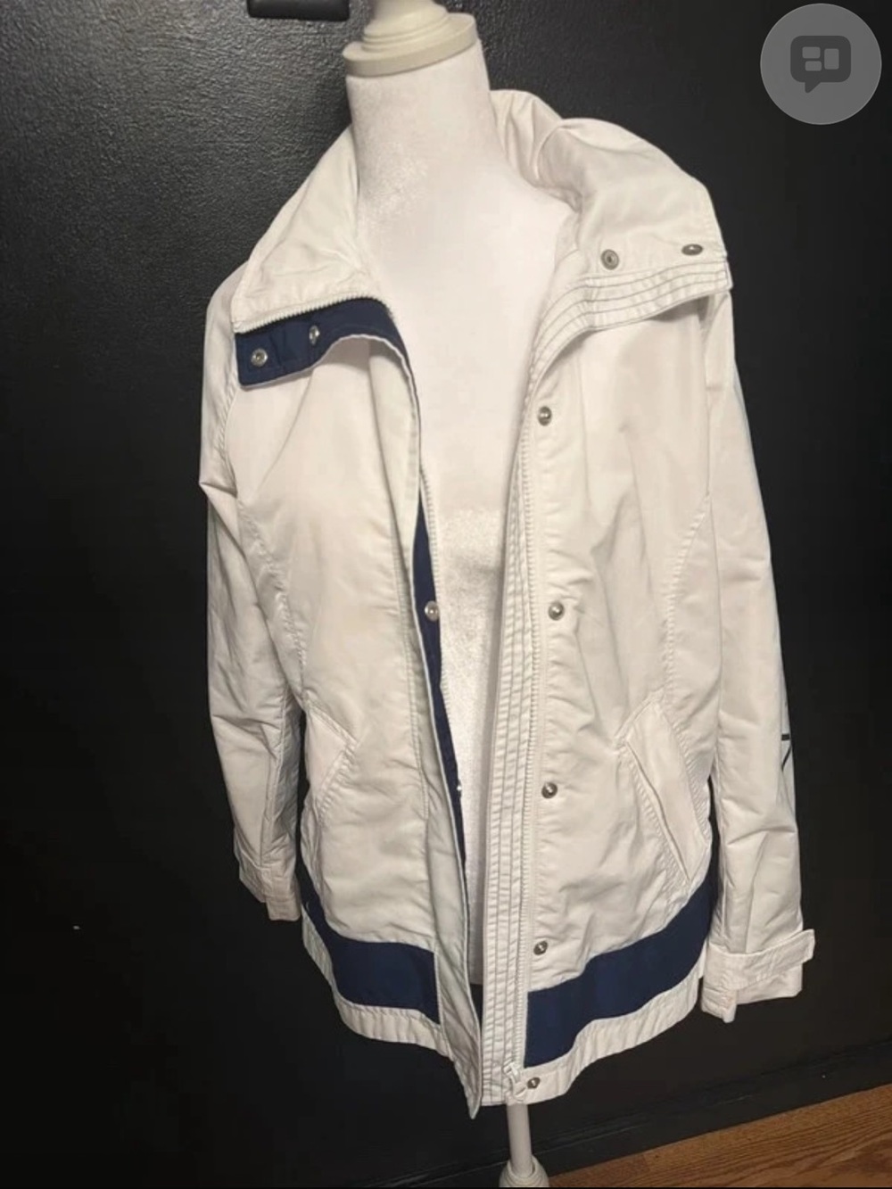 Nautica White Jacket with Navy Trim Lightweight Shirt Jacket